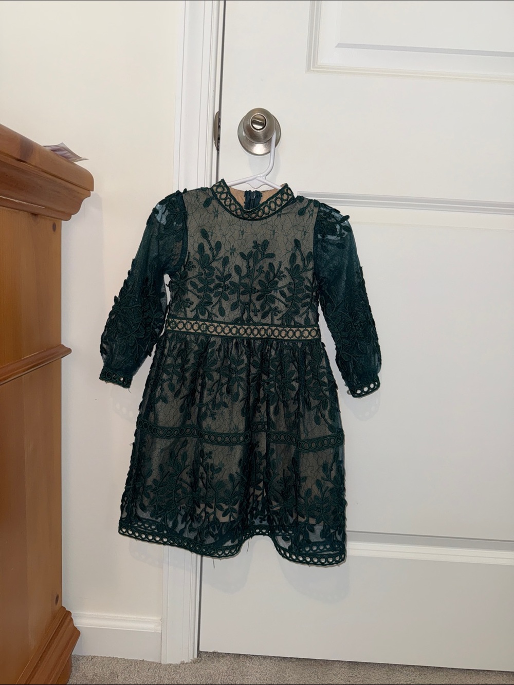 Toddler Dark Green Lace Dress
